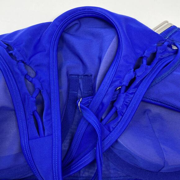 NWT Athleta High Neck Loop Bikini Top 40B/C Bra Cup Sapphire Blue 210979 XL - Picture 5 of 16